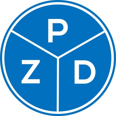 Beyaz arkaplanda PZD harf logosu tasarımı. PZD yaratıcı harflerin baş harfleri logo kavramı. PZD harf tasarımı.
