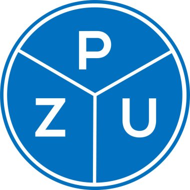 Beyaz arka planda PZU harf logosu tasarımı. PZU yaratıcı harflerin baş harfleri logo kavramı. PZU harf tasarımı.