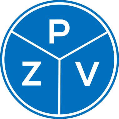 Beyaz arkaplanda PZV harf logosu tasarımı. PZV yaratıcı harflerin baş harfleri logo kavramı. PZV harf tasarımı.