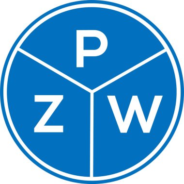 Beyaz arkaplanda PZW harf logosu tasarımı. PZW yaratıcı harflerin baş harfleri logo kavramı. PZW harf tasarımı.