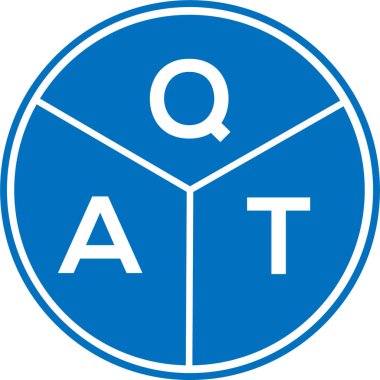 Beyaz arka planda KAT harf logosu tasarımı. KAT yaratıcı harflerin baş harfleri logo konsepti. QAT harf tasarımı.