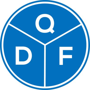 Beyaz arkaplanda QDF harf logosu tasarımı. QDF yaratıcı harflerin baş harfleri logo kavramı. QDF harf tasarımı.