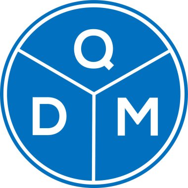Beyaz arkaplanda QDM harf logosu tasarımı. QDM yaratıcı harflerin baş harfleri logo kavramı. QDM harf tasarımı.