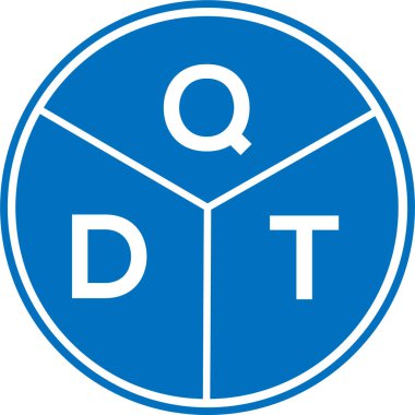 Beyaz arkaplanda QDT harf logosu tasarımı. QDT yaratıcı harflerin baş harfleri logo kavramı. QDT harf tasarımı.