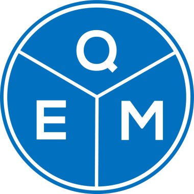 Beyaz arkaplanda QEM harf logosu tasarımı. QEM yaratıcı harflerin baş harfleri logo kavramı. QEM harf tasarımı.