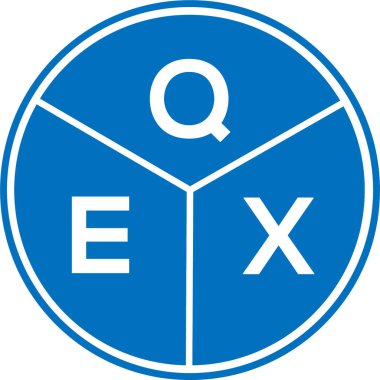 Beyaz arkaplanda QEX harf logosu tasarımı. QEX yaratıcı harflerin baş harfleri logo kavramı. QEX harf tasarımı.