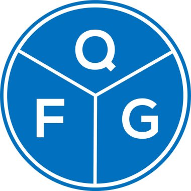 Beyaz arkaplanda QFG harf logosu tasarımı. QFG yaratıcı harflerin baş harfleri logo kavramı. QFG harf tasarımı.