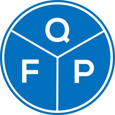 Beyaz arkaplanda QFP harf logosu tasarımı. QFP yaratıcı harflerin baş harfleri logo kavramı. QFP harf tasarımı.