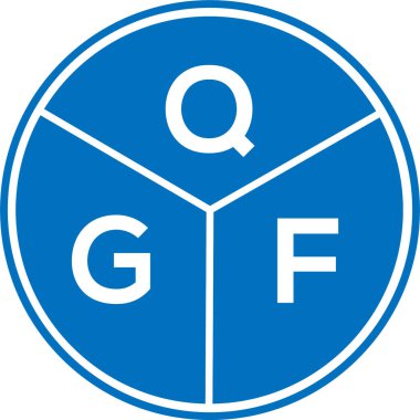 Beyaz arkaplanda QGF harf logosu tasarımı. QGF yaratıcı harf logosu konsepti. QGF harf tasarımı.