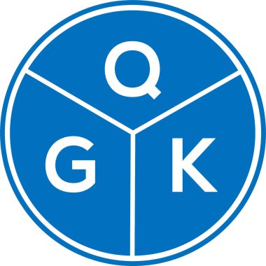 Beyaz arkaplanda QGK harf logosu tasarımı. QGK yaratıcı harflerin baş harfleri logo kavramı. QGK harf tasarımı.
