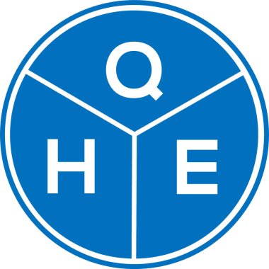 Beyaz arkaplanda QHE harf logosu tasarımı. QHE yaratıcı harf logosu konsepti. QHE harf tasarımı.