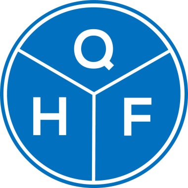 Beyaz arkaplanda QHF harf logosu tasarımı. QHF yaratıcı harflerin baş harfleri logo kavramı. QHF harf tasarımı.