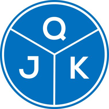 Beyaz arkaplanda QJK harf logosu tasarımı. QJK yaratıcı harflerin baş harfleri logo kavramı. QJK harf tasarımı.