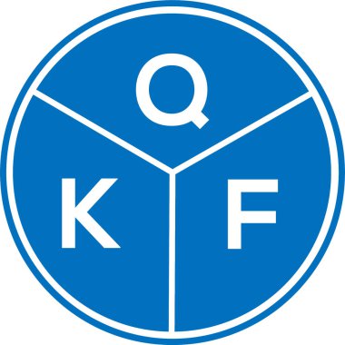 Beyaz arkaplanda QKF harf logosu tasarımı. QKF yaratıcı harflerin baş harfleri logo kavramı. QKF harf tasarımı.