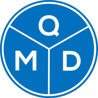 Beyaz arkaplanda QMD harf logosu tasarımı. QMD yaratıcı harflerin baş harfleri logo kavramı. QMD harf tasarımı.