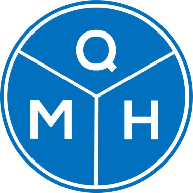 Beyaz arkaplanda QMH harf logosu tasarımı. QMH yaratıcı harflerin baş harfleri logo kavramı. QMH harf tasarımı.