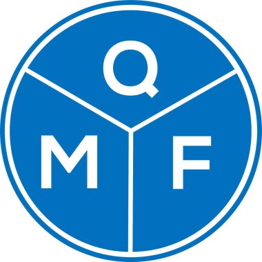 Beyaz arkaplanda QMF harf logosu tasarımı. QMF yaratıcı harf logosu konsepti. QMF harf tasarımı.