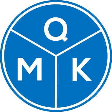 Beyaz arkaplanda QMK harf logosu tasarımı. QMK yaratıcı harflerin baş harfleri logo kavramı. QMK harf tasarımı.
