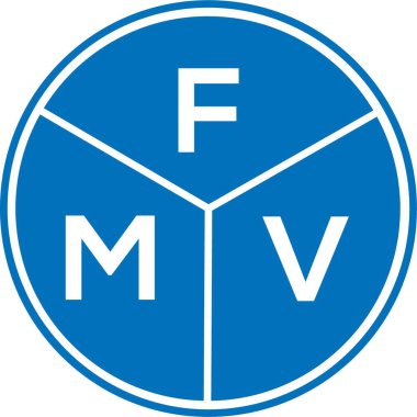Beyaz arkaplanda FMV harf logosu tasarımı. FMV yaratıcı harflerin baş harfleri logo kavramı. FMV harf tasarımı.
