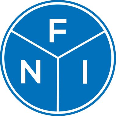 Beyaz arka planda FNI harf logosu tasarımı. FNI yaratıcı harflerin baş harfleri logo kavramı. FNI harf tasarımı.