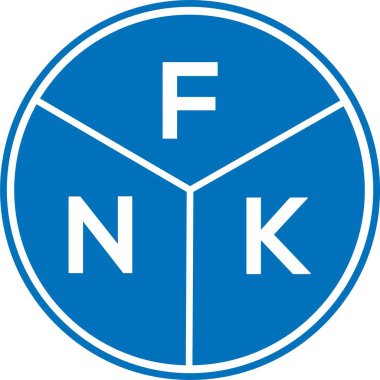 Beyaz arka planda FNK harf logosu tasarımı. FNK yaratıcı harflerin baş harfleri logo kavramı. FNK harf tasarımı.