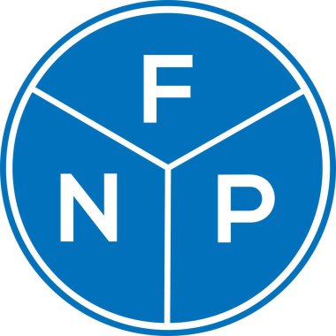 Beyaz arka planda FNP harf logosu tasarımı. FNP yaratıcı harflerin baş harfleri logo kavramı. FNP harf tasarımı.