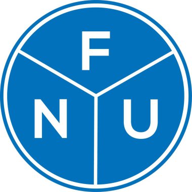 Beyaz arka planda FNU harf logosu tasarımı. FNU yaratıcı harf logosu konsepti. FNU harf tasarımı.