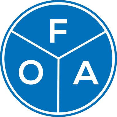 Beyaz arka planda FOA harf logosu tasarımı. FOA yaratıcı harfler logosu konsepti. FOA harf tasarımı.