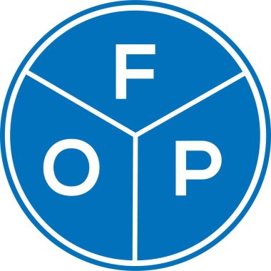 Beyaz arkaplanda FOP harfi logo tasarımı. FOP yaratıcı harflerin baş harfleri logo kavramı. FOP harf tasarımı.