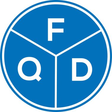 Beyaz arka planda FQD harf logosu tasarımı. FQD yaratıcı harflerin baş harfleri logo kavramı. FQD harf tasarımı.