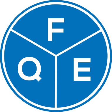 Beyaz arka planda FQE harf logosu tasarımı. FQE yaratıcı harflerin baş harfleri logo kavramı. FQE harf tasarımı.