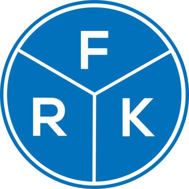 Beyaz arka planda FRK harf logosu tasarımı. FRK yaratıcı harflerin baş harfleri logo kavramı. FRK harf tasarımı.