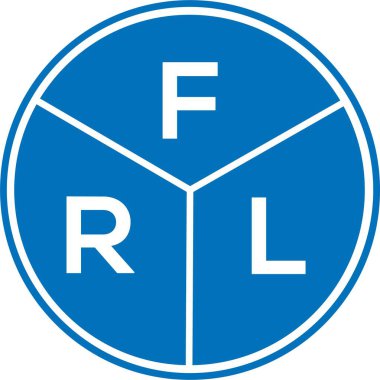 Beyaz arka planda FRL harf logosu tasarımı. FRL yaratıcı harflerin baş harfleri logo kavramı. FRL harf tasarımı.