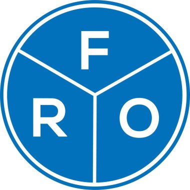 Beyaz arka planda FRO harf logosu tasarımı. FRO yaratıcı harflerin baş harfleri logo kavramı. FRO harf tasarımı.