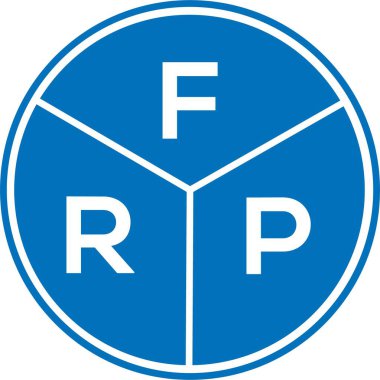 Beyaz arka planda FRP harf logosu tasarımı. FRP yaratıcı harflerin baş harfleri logo kavramı. FRP harf tasarımı.