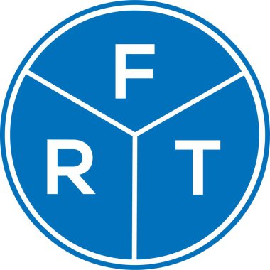 Beyaz arka planda FRT harf logosu tasarımı. FRT yaratıcı harflerin baş harfleri logo kavramı. FRT harf tasarımı.