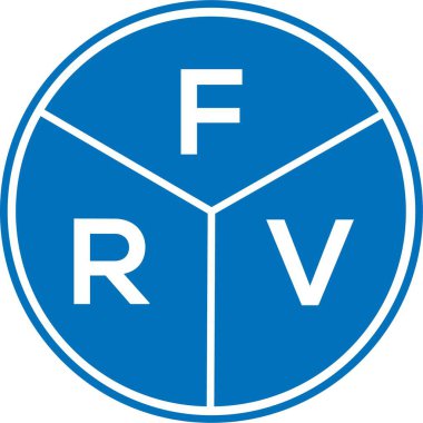 Beyaz arka planda FRV harf logosu tasarımı. FRV yaratıcı harflerin baş harfleri logo kavramı. FRV harf tasarımı.