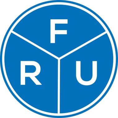 Beyaz arka planda FRU harf logosu tasarımı. FRU yaratıcı harflerin baş harfleri logo kavramı. FRU harf tasarımı.