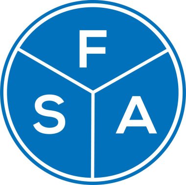 Beyaz arka planda FSA harf logosu tasarımı. FSA yaratıcı harfler logosu konsepti. FSA harf tasarımı.