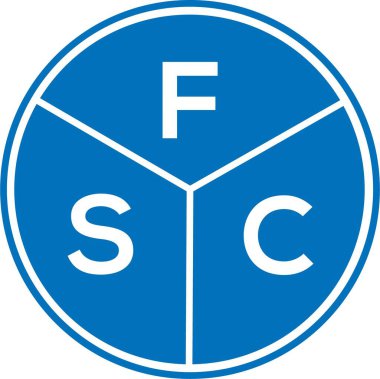 Beyaz arka planda FSC harf logosu tasarımı. FSC yaratıcı harflerin baş harfleri logo konsepti. FSC harf tasarımı.