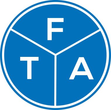 Beyaz arka planda FTA mektup logosu tasarımı. FTA yaratıcı harf logosu konsepti. FTA harf tasarımı.