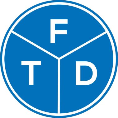 Beyaz arka planda FTD harf logosu tasarımı. FTD yaratıcı harflerin baş harfleri logo kavramı. FTD harf tasarımı.