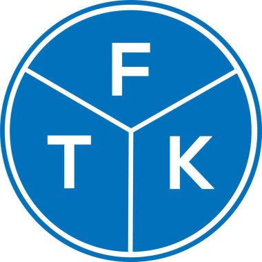 Beyaz arka planda FTK harf logosu tasarımı. FTK yaratıcı harflerin baş harfleri logo kavramı. FTK harf tasarımı.