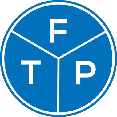 Beyaz arkaplanda FTP harf logosu tasarımı. FTP yaratıcı harflerin baş harfleri logo kavramı. FTP harf tasarımı.