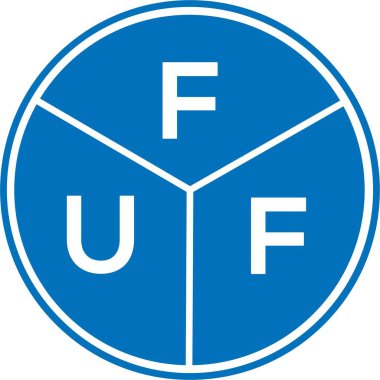Beyaz arka planda FUF harf logosu tasarımı. FUF yaratıcı harflerin baş harfleri logo kavramı. FUF harf tasarımı.