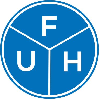 Beyaz arka planda FUH harfli logo tasarımı. FUH yaratıcı harfler logosu konsepti. FUH harf tasarımı.