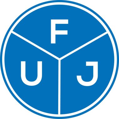 Beyaz arka planda FUJ harf logosu tasarımı. FUJ yaratıcı harflerin baş harfleri logo kavramı. FUJ harf tasarımı.
