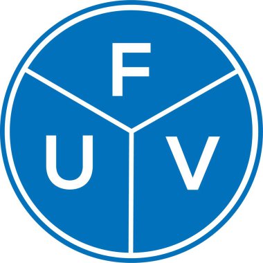 Beyaz arkaplanda FUV harf logosu tasarımı. FUV yaratıcı harflerin baş harfleri logo kavramı. FUV harf tasarımı.