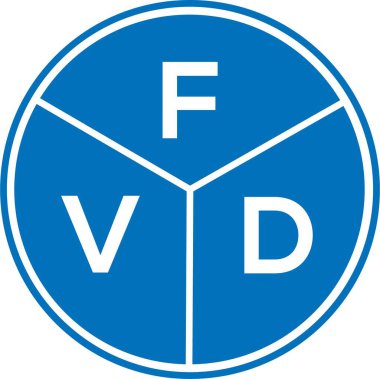 Beyaz arka planda FVD harf logosu tasarımı. FVD yaratıcı harflerin baş harfleri logo kavramı. FVD harf tasarımı.