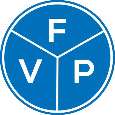 Beyaz arka planda FVP harf logosu tasarımı. FVP yaratıcı harflerin baş harfleri logo kavramı. FVP harf tasarımı.
